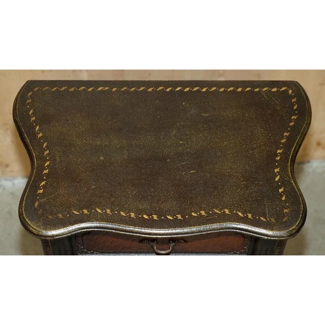 Gold Faux Crocodile Leather Nightstands, Set of 2 For Sale - Image 8 of 18