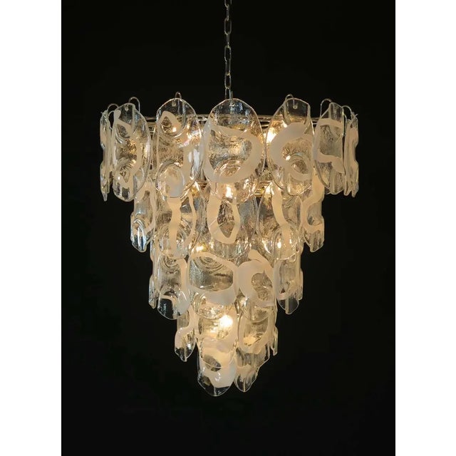 2020s Italian Murano Chandelier Lamp Vistosi – 50 Clean and White Lattimio Glasses For Sale - Image 5 of 10