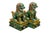 Two vintage Chinese famille verte green and gold Sancai glazed porcelain foo dogs / guardian lion sculptures / statues /...