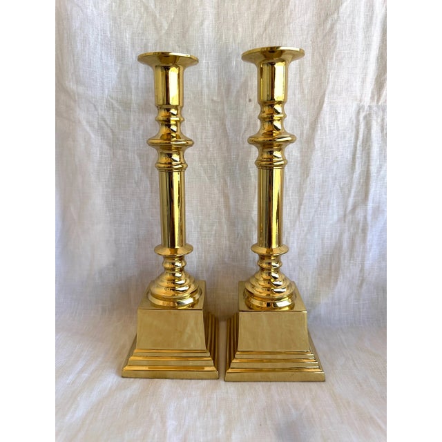 Late 20th Century Vintage Pair of Brass Candlestick Holders For Sale - Image 5 of 7
