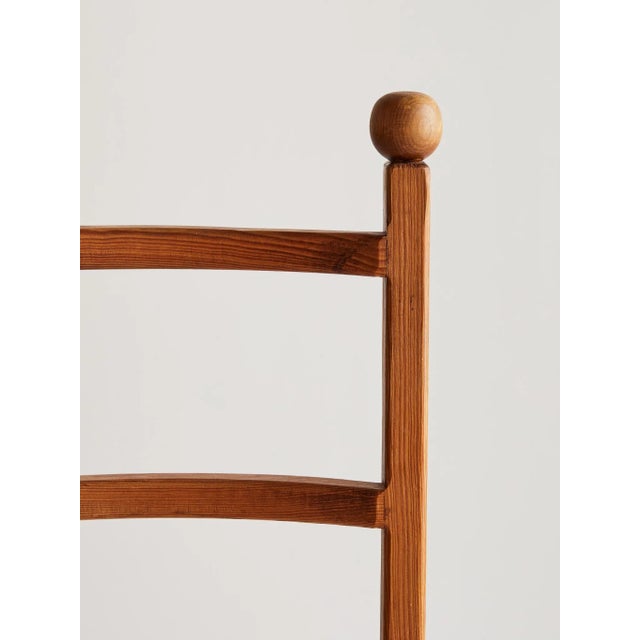 Wood The Vintage Solid Wood Geometric Ladder Back Dining Chairs For Sale - Image 7 of 14