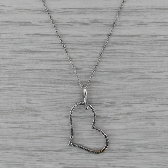 2010s 0.20ctw Diamond Openheart Pendant 14k White Gold 18" Rope Chain For Sale - Image 5 of 6