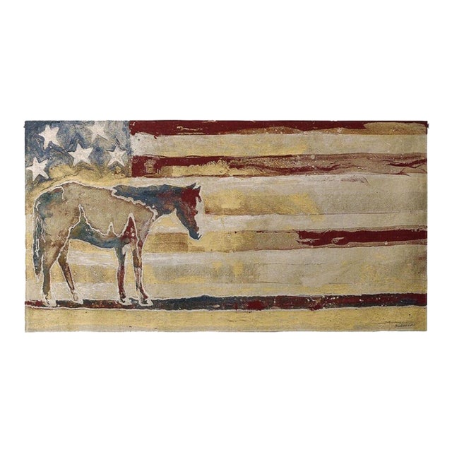 Stars & Stripes Horse Loom Woven Tapestry - 67 X 132 Cm (2'3" X 4'4") - Requires Rod Size 3 For Sale