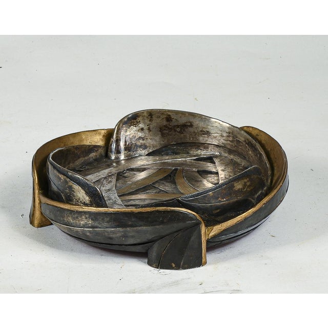 Italian Gray and Golden Metal Resin Ashtray from Brumel, 1950s For Sale - Image 4 of 10