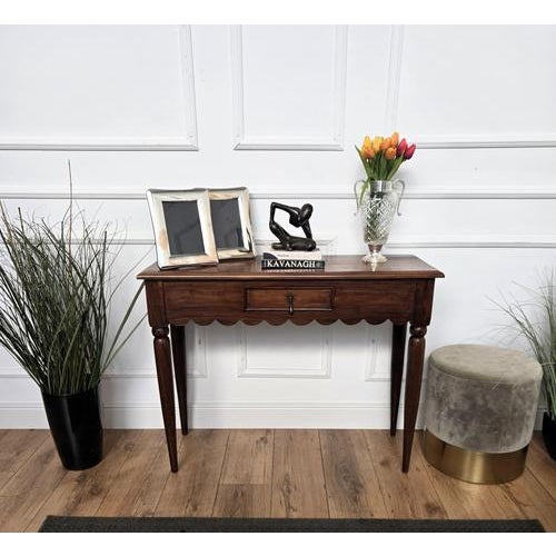 Rustic Rustic Country Italian Carved Wood Wall Console Side Table, 1960s For Sale - Image 3 of 10