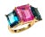 Christina Addison 18kt White Gold Three Stone Emerald Cut Ring With Blue Topaz and Iolite For Sale - Image 9 of 12