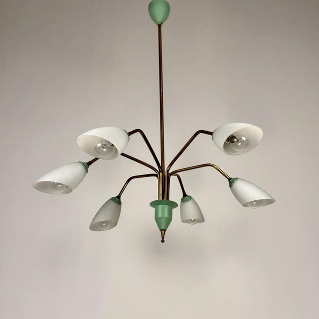 Stilnovo Mid-Century 6-Arm Spider Chandelier, Italy, 1960s For Sale - Image 4 of 10