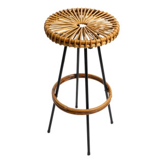 Vintage Dutch Bamboo Bar Stool by Dirk Van Sliedregt for Rohé Noordwolde, 1960s For Sale