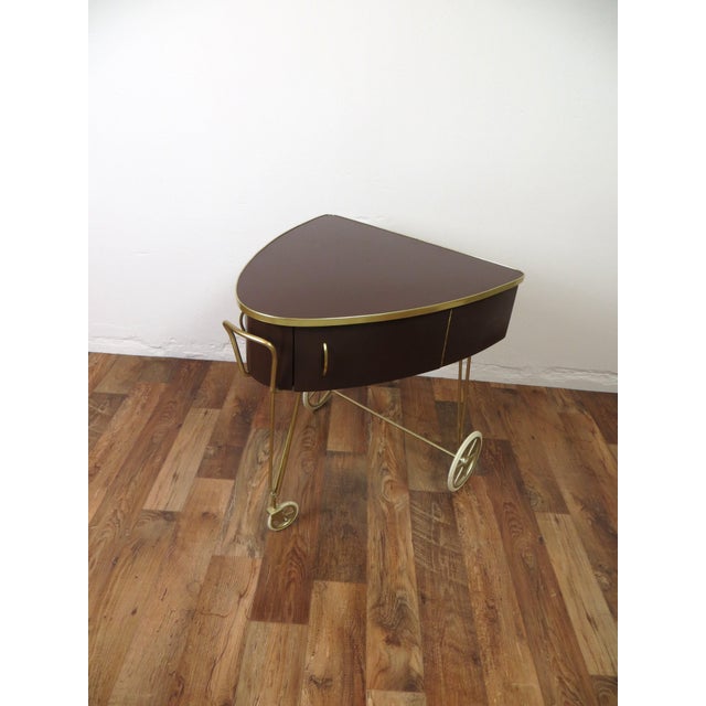 Vintage Dressing Table with Lid on Wheels, 1960s, in Restored conditions. Designed 1950 to 1959