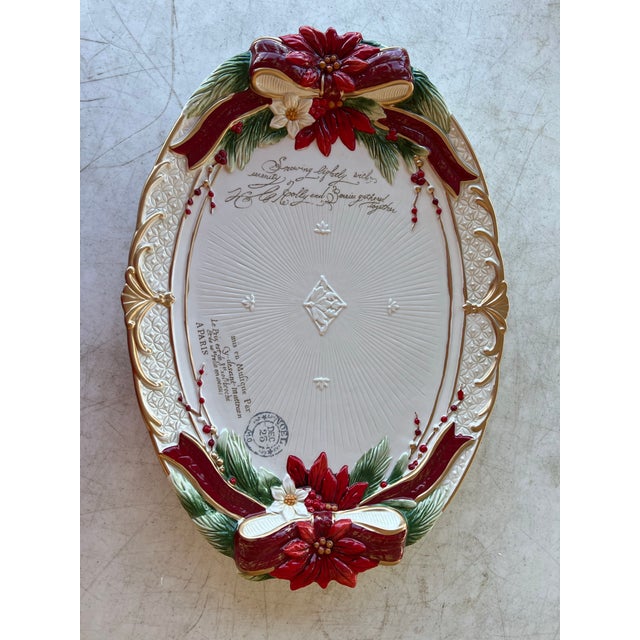 Fitz and Floyd Vintage Fitz and Floyd Red Poinsettia Platter For Sale - Image 4 of 11