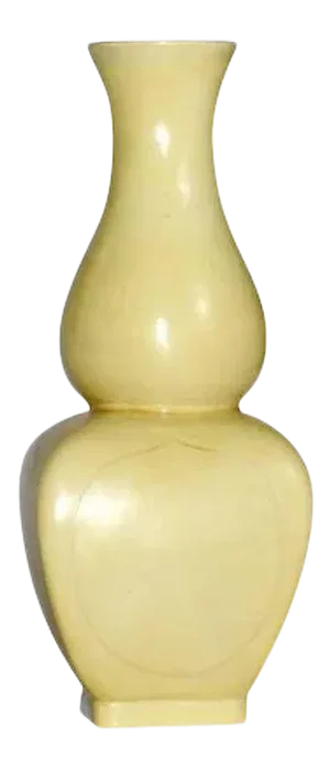 Tall 19th Century Chinese Monochrome Porcelain Double Gourd Shape Vase with Yellow Glaze