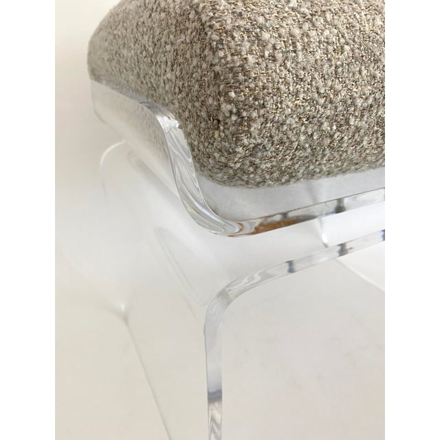 1970s Charles Hollis Jones Lucite Waterfall Swivel Bench or Ottoman For Sale - Image 9 of 9