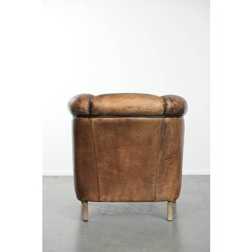 Vintage English-Style Club Chair in Sheepskin Leather For Sale - Image 4 of 13