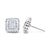 Contemporary 14K White Gold 1.0 Cttw Round Brilliant & Princess Cut Diamond Scallop-Edge Framed Square Halo Stud Earrings (G-H Color, SI1-SI2 Clarity) For Sale - Image 3 of 4