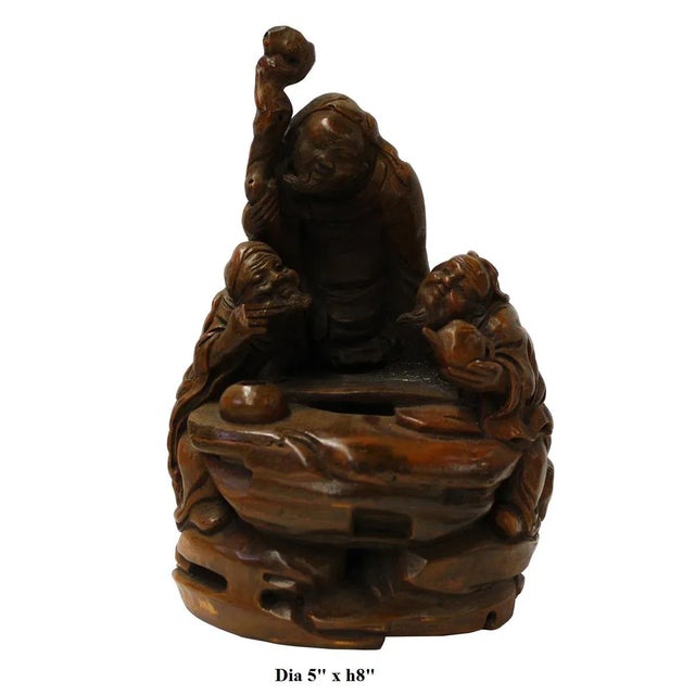 Wood Chinese Bamboo Carved Sculpture For Sale - Image 7 of 7