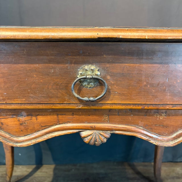 19th Century French Louis XV Walnut Side Table or Writing Desk With Large Drawer For Sale - Image 9 of 9