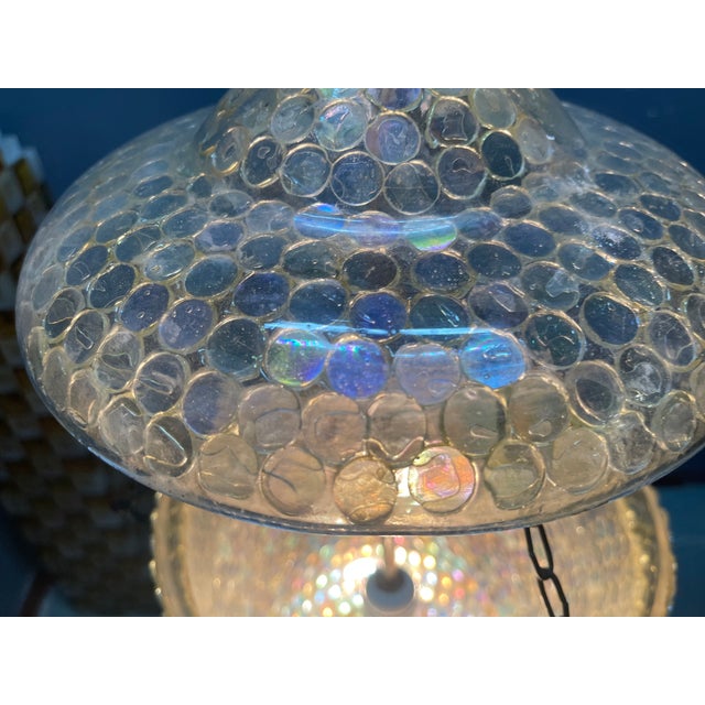 Vintage Iridescent Glass Mosaic Pendant Light with Bronze Fittings, 1960s For Sale - Image 9 of 16
