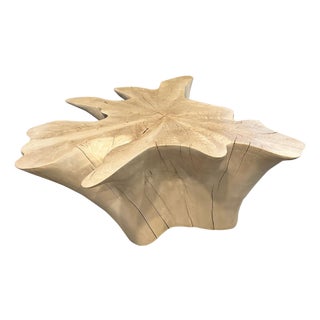Andrianna Shamaris Amorphous Bleached Teak Wood Coffee Table For Sale