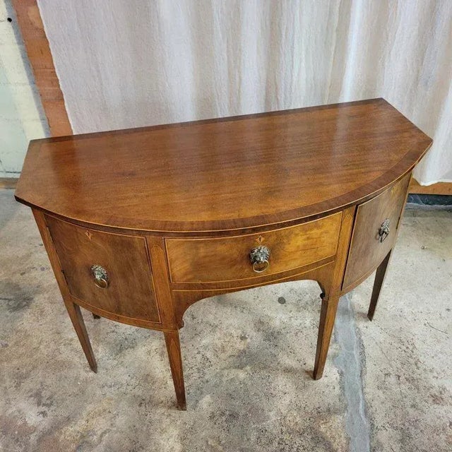 Antique English Sideboard Circa 1800 Georgian Inlaid Mahogany Bow Front For Sale - Image 12 of 13