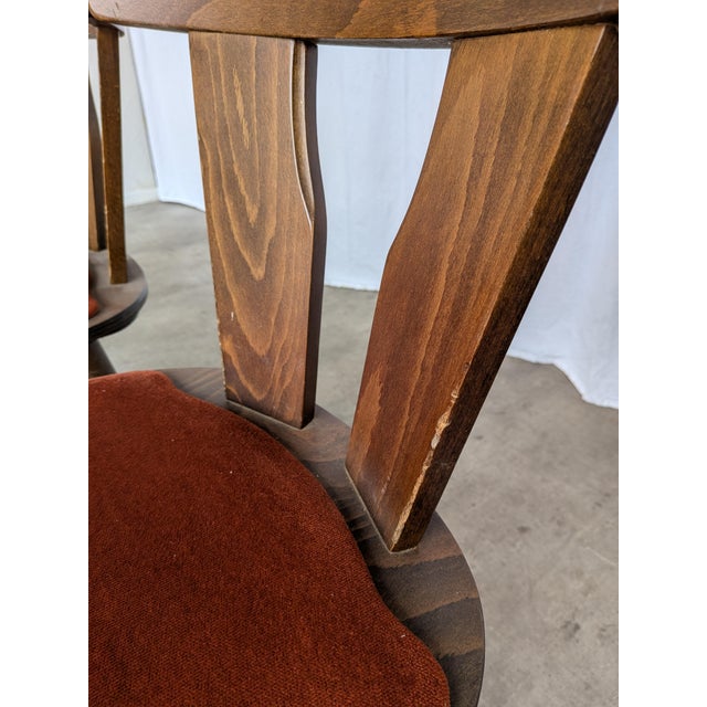 Vintage Tyrolean Dining Chairs with Red Fabric Seats, 1970s, Set of 4 For Sale - Image 16 of 18
