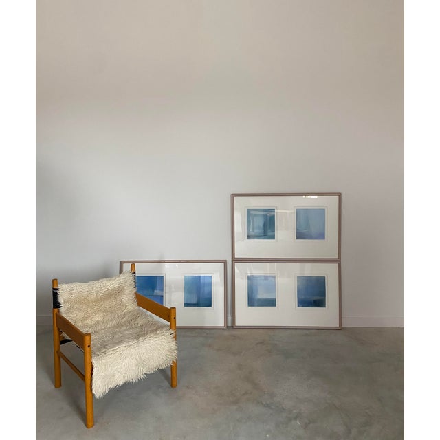 Donna Levinstone Minimalist Pastel Paintings in Blue Tones, Set of 3 For Sale - Image 4 of 14