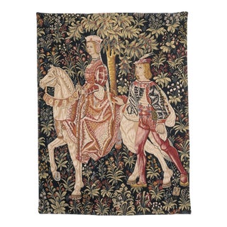 Lady & Page Loom Woven Tapestry - 127 X 96 Cm (4'2" X 3'2") - Requires Rod Size 2 For Sale