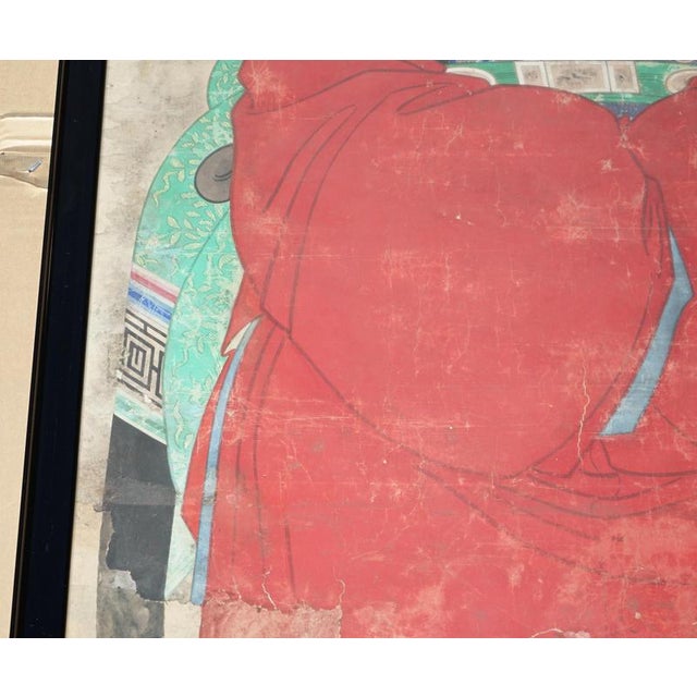 Gold Highly Collectable Antique 1860 Chinese Ancestral Portrait in Museum Frame For Sale - Image 8 of 14