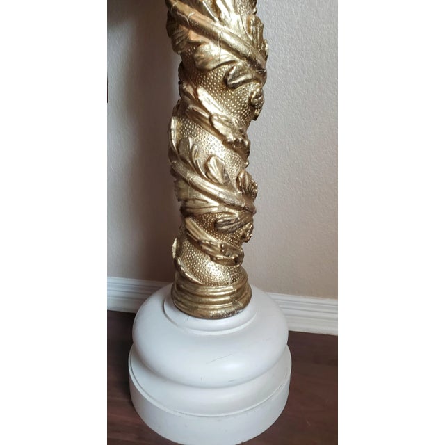 19th C. French Architectural Spiral Turned Carved Gilt Wood Ionic Column Now Sculptural Pedestal Stand For Sale - Image 11 of 12