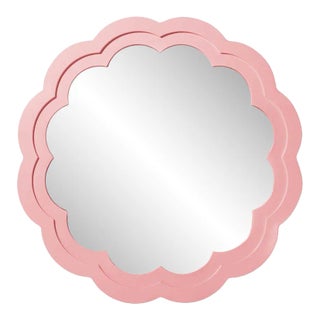 Fleur Home Audubon Peony Circle Mirror in Pink Punch, 30x30 For Sale