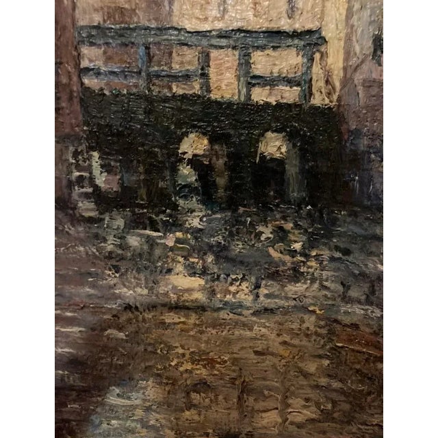 Early 20th Century Bruges Canal View Oil on Canvas Painting For Sale - Image 5 of 6