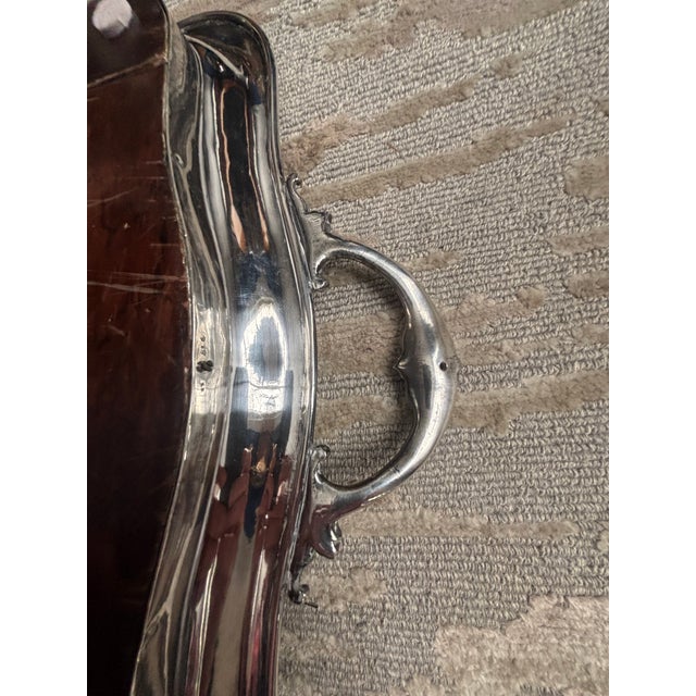 Silverplate and Rosewood Serving Tray, Hallmarked For Sale - Image 10 of 14