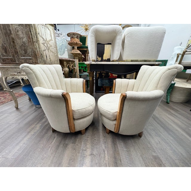 Tan 1930s Pair of French Art Deco Bergeres For Sale - Image 8 of 14