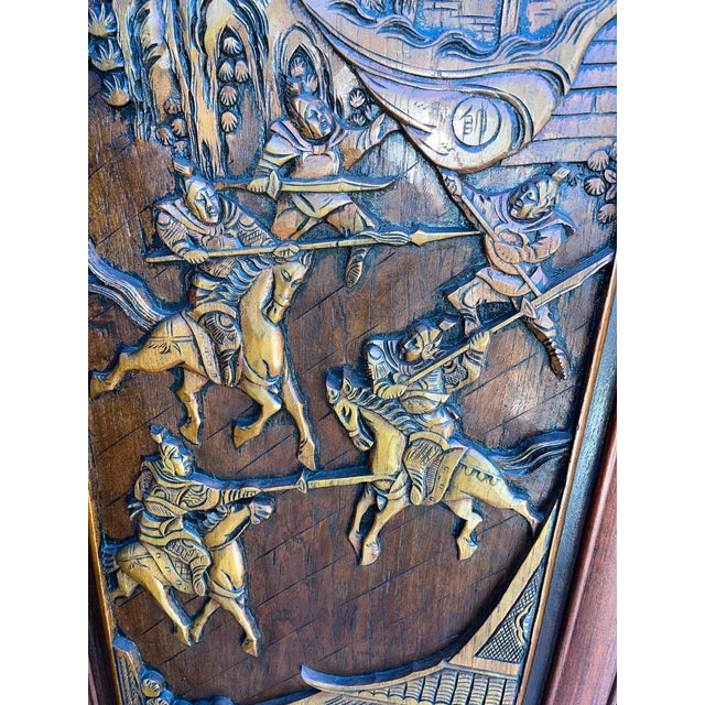 Vintage Chinese Rosewood Carved Wood Room Divider Screen For Sale In Los Angeles - Image 6 of 12