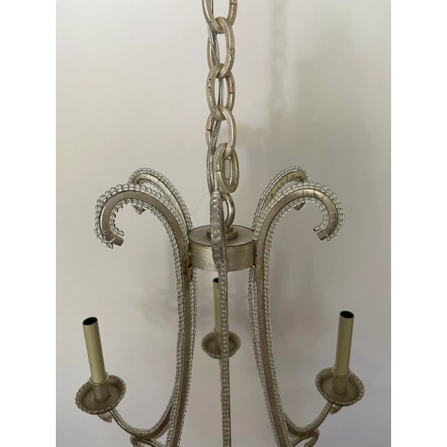 Visual Comfort Chapman & Myers for Visual Comfort Signature Oslo Small Chandelier in Burnished Silver Leaf With Crystal For Sale - Image 4 of 9