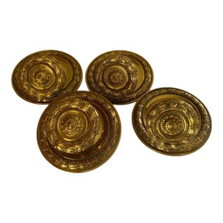Set of 4 Vintage Libra 1008 Spain Solid Brass Center Door Fixed Knobs - Louis XVI Style Spain 1970s-1980s For Sale
