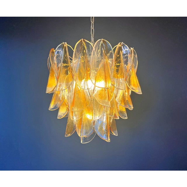 Vintage Italian Murano Chandelier with 41 Rondini Amber Glass, 1990s For Sale - Image 4 of 18