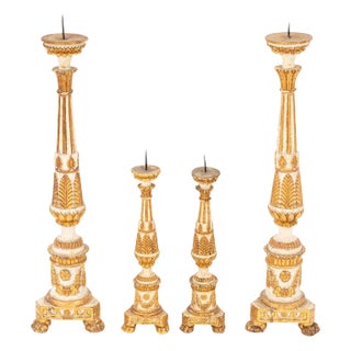 18th Century Giltwood and Painted Italian Pricket Sticks - Set of 4 For Sale