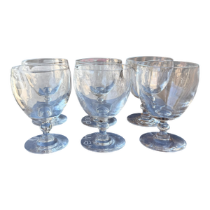 Set of 6 Frederick Carder for Steuben Crystal Wine Glass Water Goblets c.1930's
