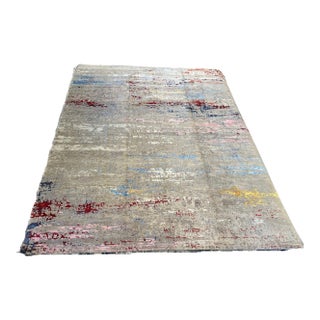 Hand-Knotted Nepal Rug With Soft Abstract Design, 10x14 For Sale