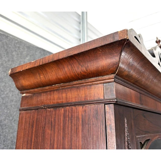 19th Century Rosewood Secretary Desk With Bookcase Top For Sale - Image 13 of 18