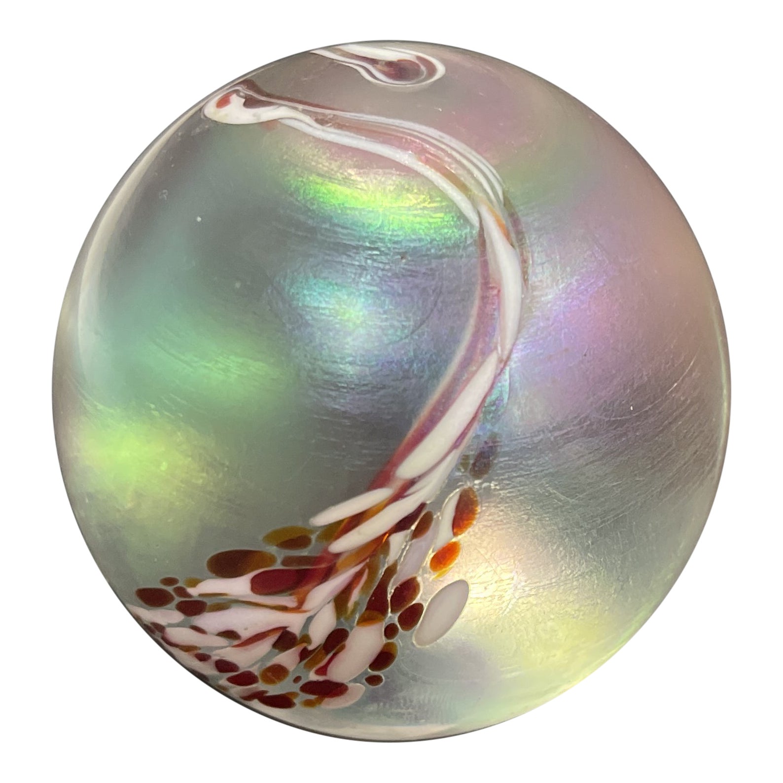 Glass Paperweight Orb With Marbling Chairish