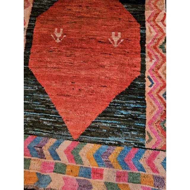 Blue Handmade Afghan Rug in Hand-Knotted Wool, 2010s For Sale - Image 8 of 9