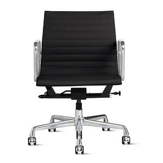 Eames Black Leather Desk Chair For Sale