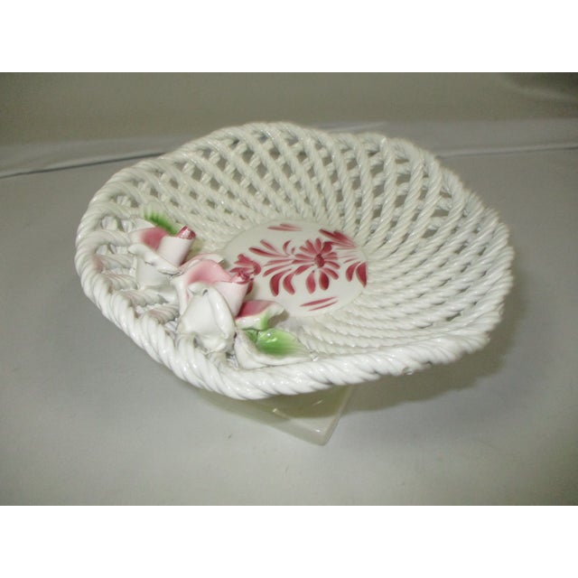 1960s Italian Ceramic Floral Pedestal Bowl For Sale - Image 5 of 7