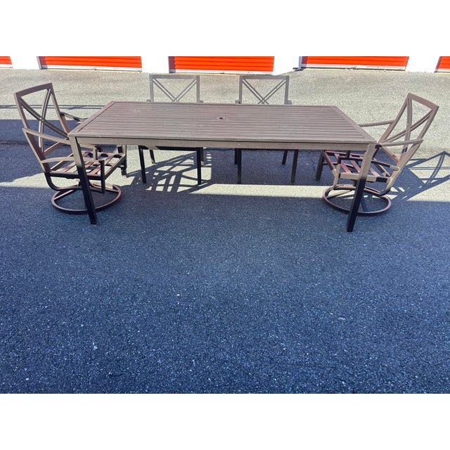 Aluminum Patio Set Table and 6 Chairs For Sale - Image 4 of 9