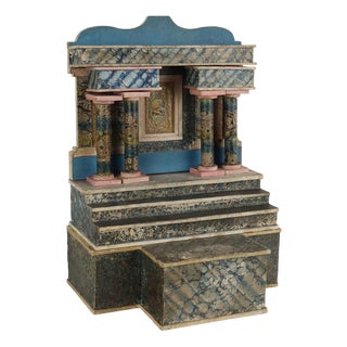 Wooden Altar with Polychrome Paper For Sale