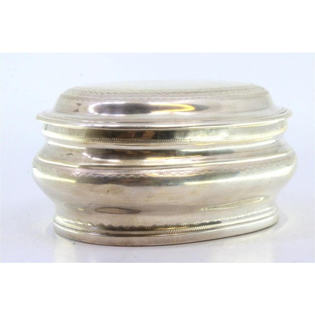Oval-Shaped Silver Box with Engravings For Sale - Image 5 of 8