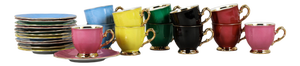 Technicolor Centenary Mocha Service from Bareuther Bavaria, 1960s, Set of 24