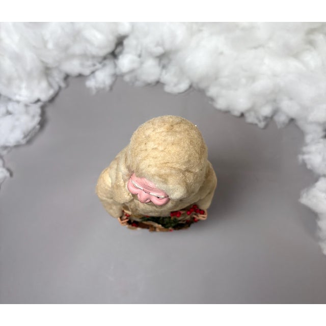 Christmas Antique German Cotton Batting Santa With Christmas Wreath For Sale - Image 9 of 11