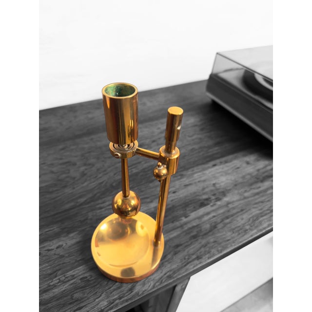 Mid-20th Century Adjustable Brass Candlestick from Poul Kralund, Denmark For Sale - Image 5 of 12